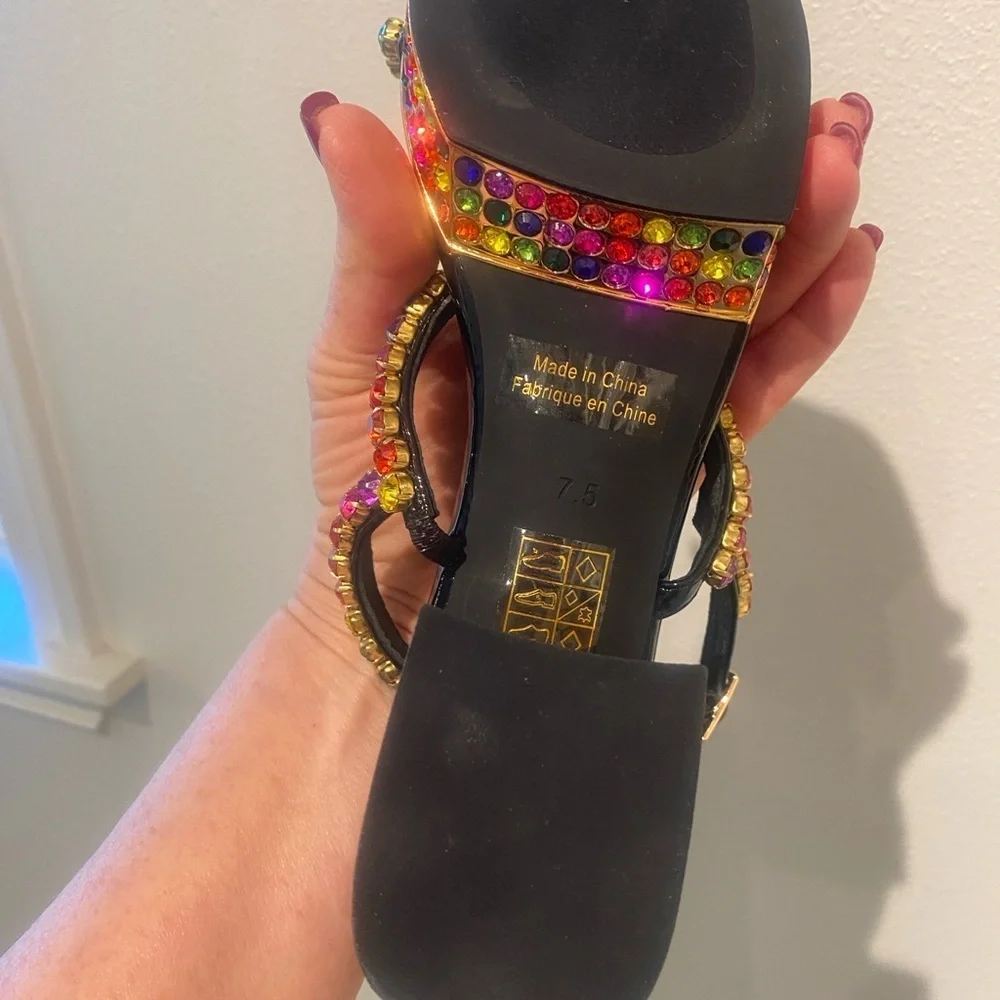 Jeffrey Campbell Rhinestone Platform Sandal Rainbow Multi Color New 7.5 in box